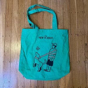 RARE The New Yorker Limited Edition Tote Bag Laura Dirzyte Green Dog Walk